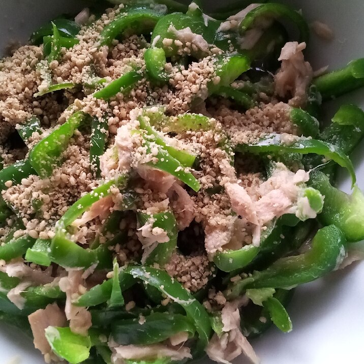 レンジで簡単☆ピーマンとツナの麺つゆ和え